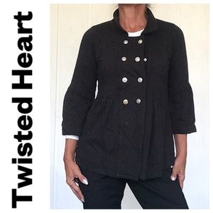 TWISTED HEART WOMENS BLACK SNAP FRONT COTTON SHACKETT MEDIUM